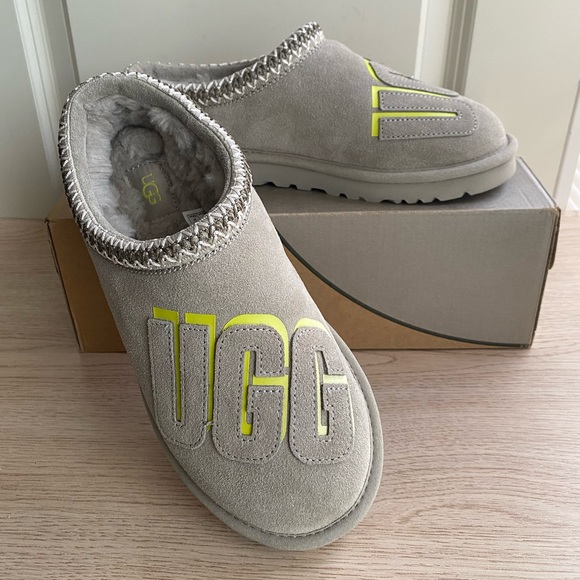 UGG Men's Tasman Grey/Green Graphic Shadow Slipper - M 8- W 9.5 - Picture 7 of 11